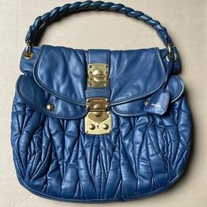 Miu Miu Blue Matelasse hobo bag